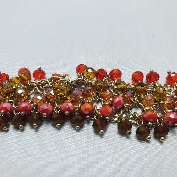 Ali Khan beaded bracelet with gold links. color topaz garnet ruby beads - Picture 4 of 6